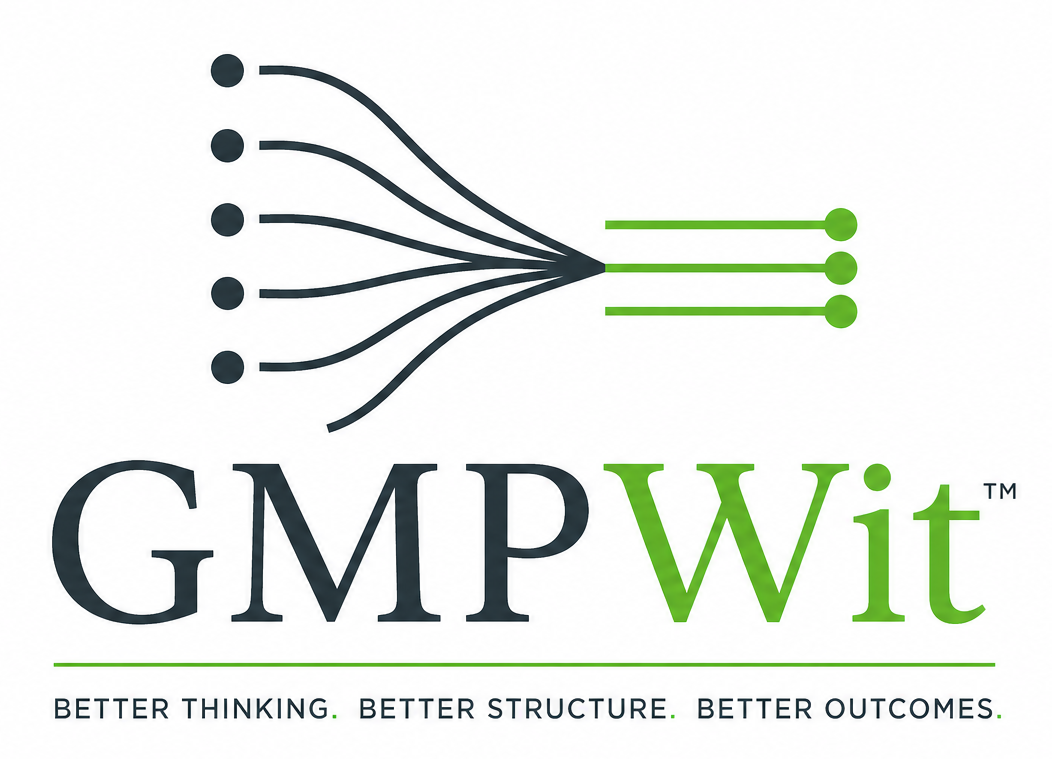 GMPWit™ Logo - Better Thinking. Better Structure. Better Outcomes.